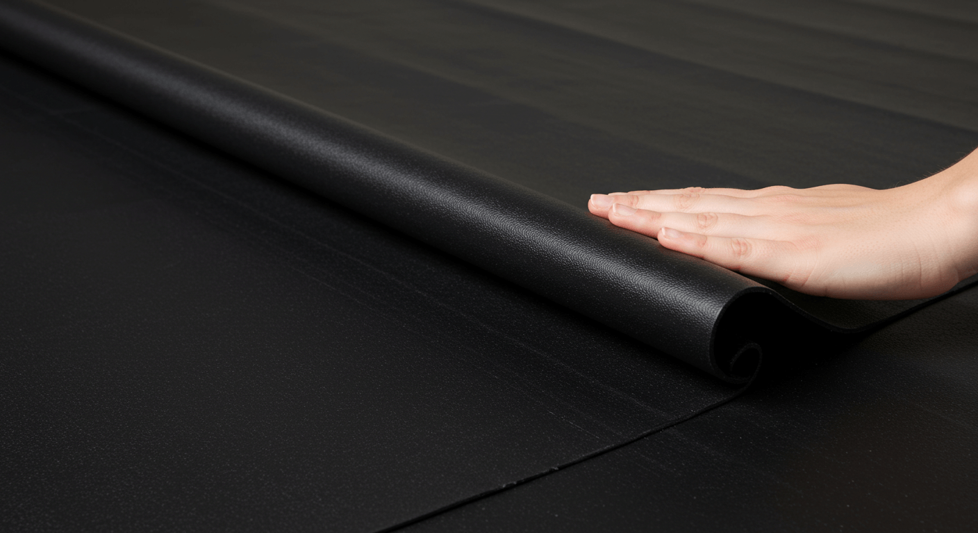Close up of EPDM rubber roofing membrane, a durable single-ply roofing system.